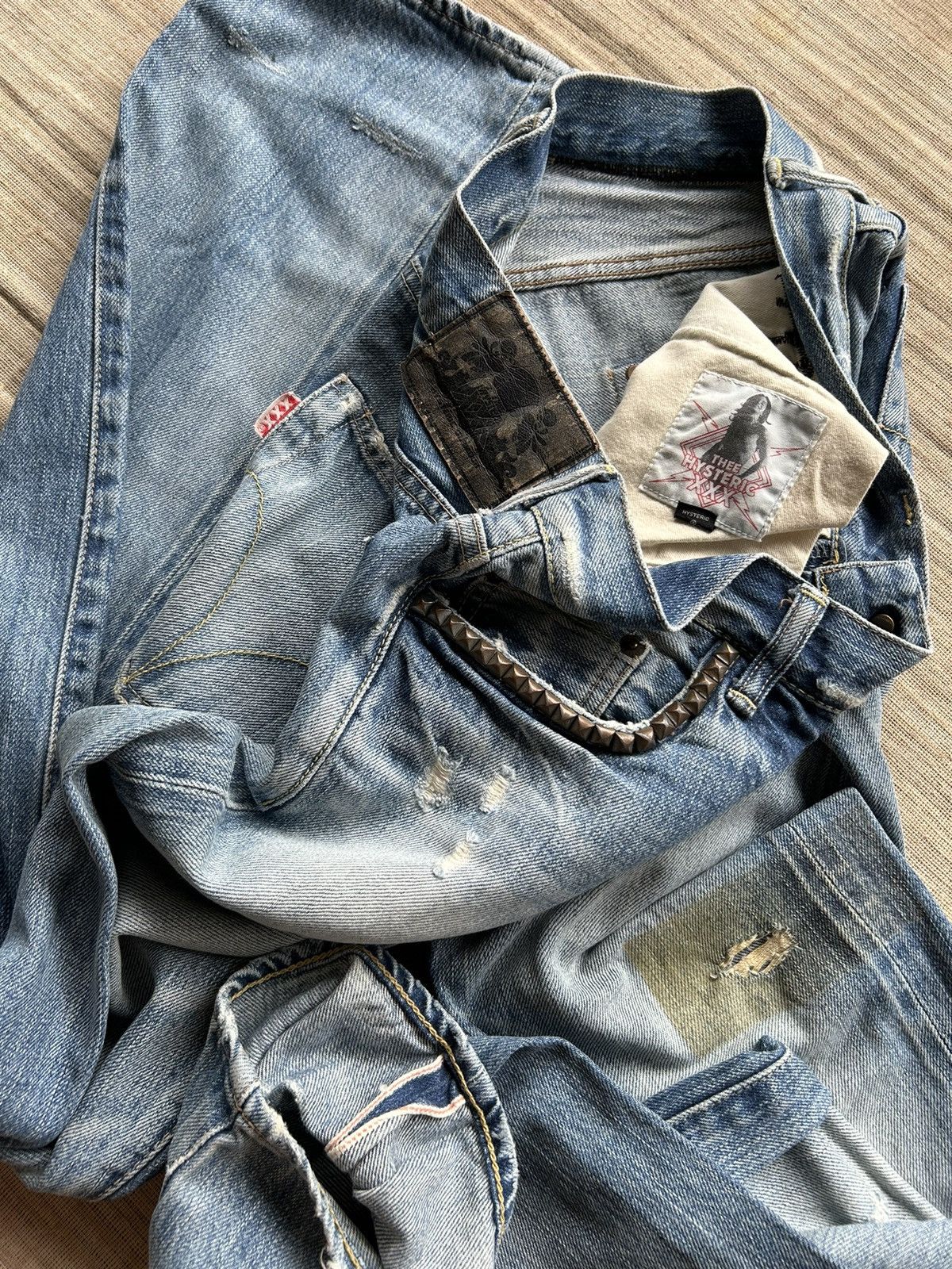 Hysteric Glamour × Japanese Brand Vtg HYSTERIC GLAMOUR XXX Selvedge Distressed denim RARE☠️ Size US 31 - 2 Thumbnail