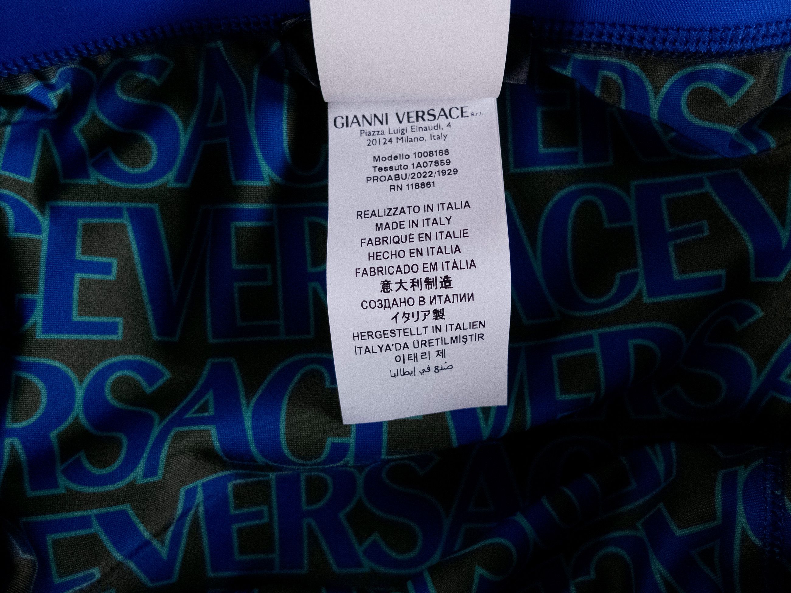 Versace VERSACE blue floral & logo print swim briefs 4 Medium trunks Size US 32 / EU 48 - 5 Thumbnail