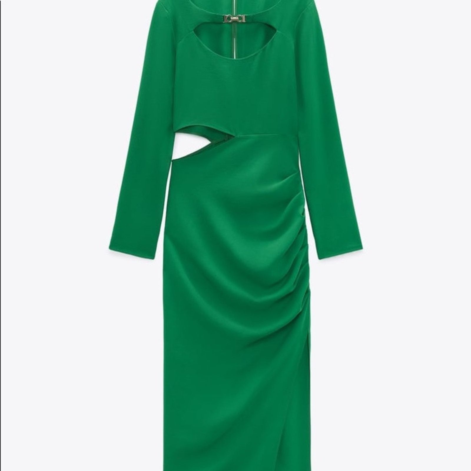 Zara ZARA BLOGGER FAVORITE CUT OUT MIDI DRESS GREEN Size XS / US 0-2 / IT 36-38 - 11 Thumbnail