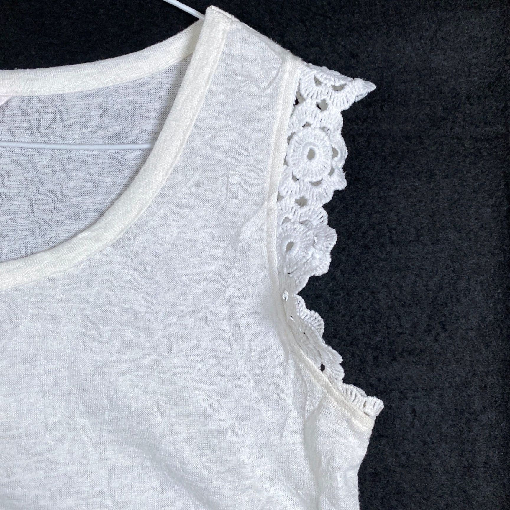Lauren Conrad LC Lauren Conrad Womens Shirt White Semi Sheer Lace Short Sleeve Stretch M Size M / US 6-8 / IT 42-44 - 5 Thumbnail