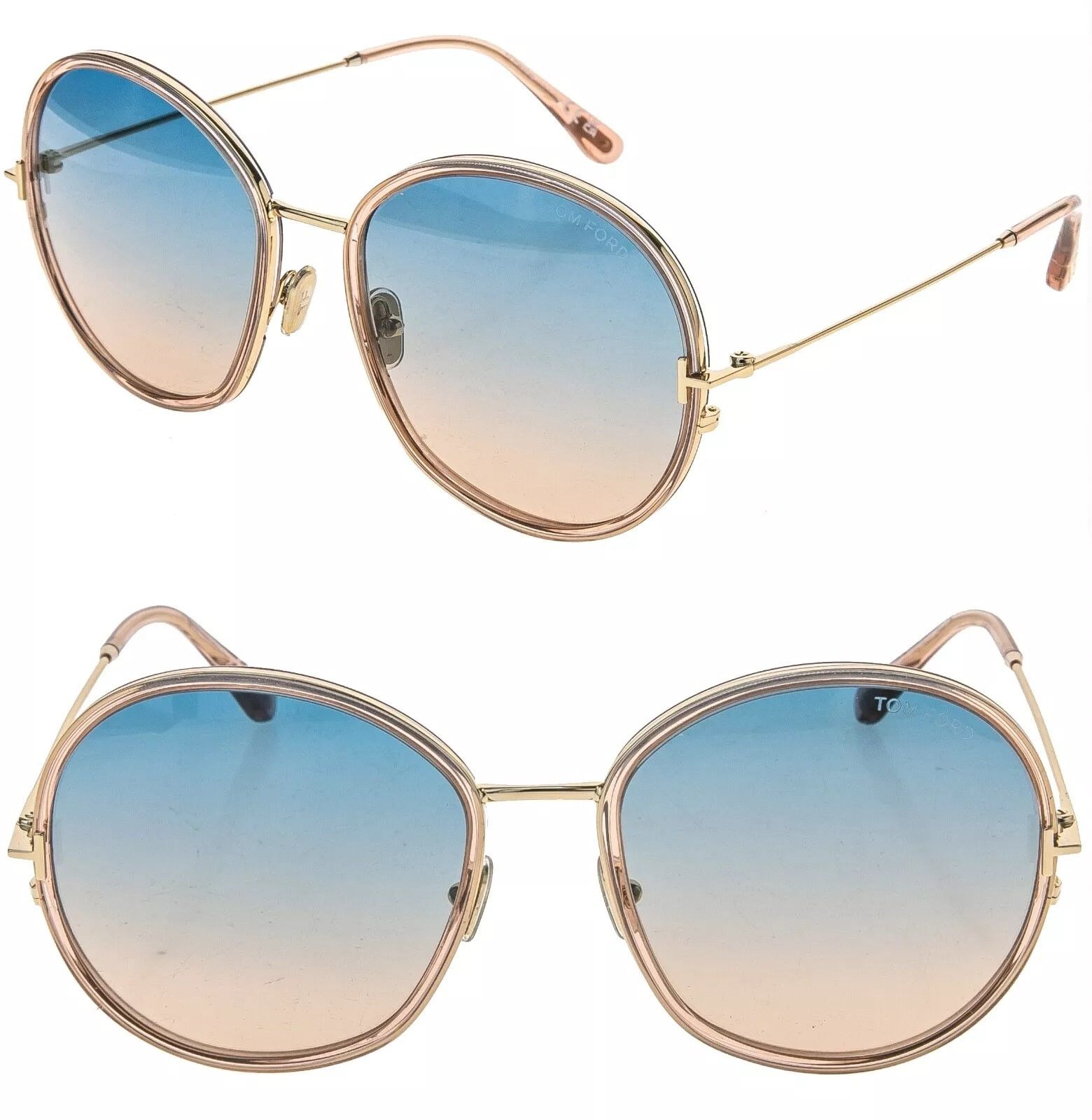 Tom Ford TOM FORD HUNTER 02 TF0946 72W Pink Blue Round Sunglasses 946 Size ONE SIZE - 1 Thumbnail