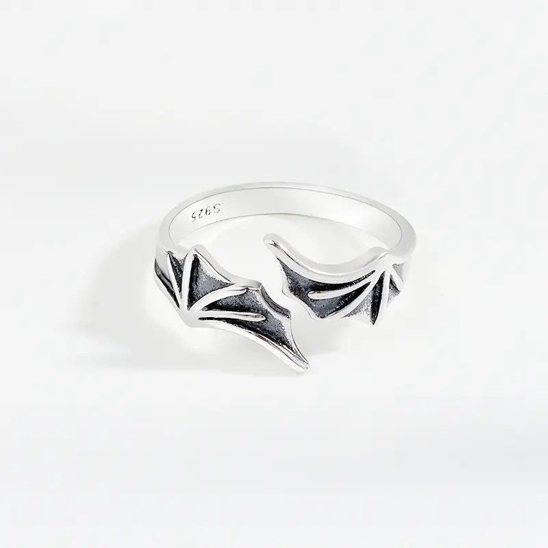 Jewelry Sterling Silver 925 Punk Gothic Streetwear Bat Ring Size ONE SIZE - 1 Thumbnail