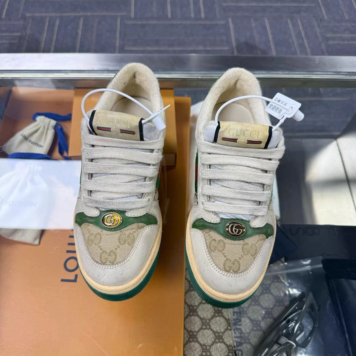 Gucci Disrupted Leather Sneakers Women's 34.5