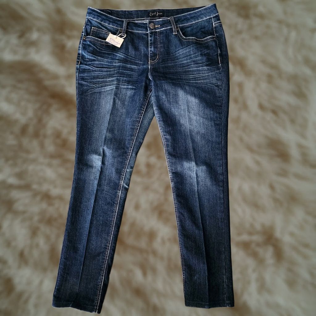 Vintage EARLJEANS Jeans REGULAR WOMENS Size 13 DARK BLUE Blues Cotton Blend 28in Inseam Mid Rise RN#89302 Size 34" / US 12 / IT 48 - 1 Thumbnail
