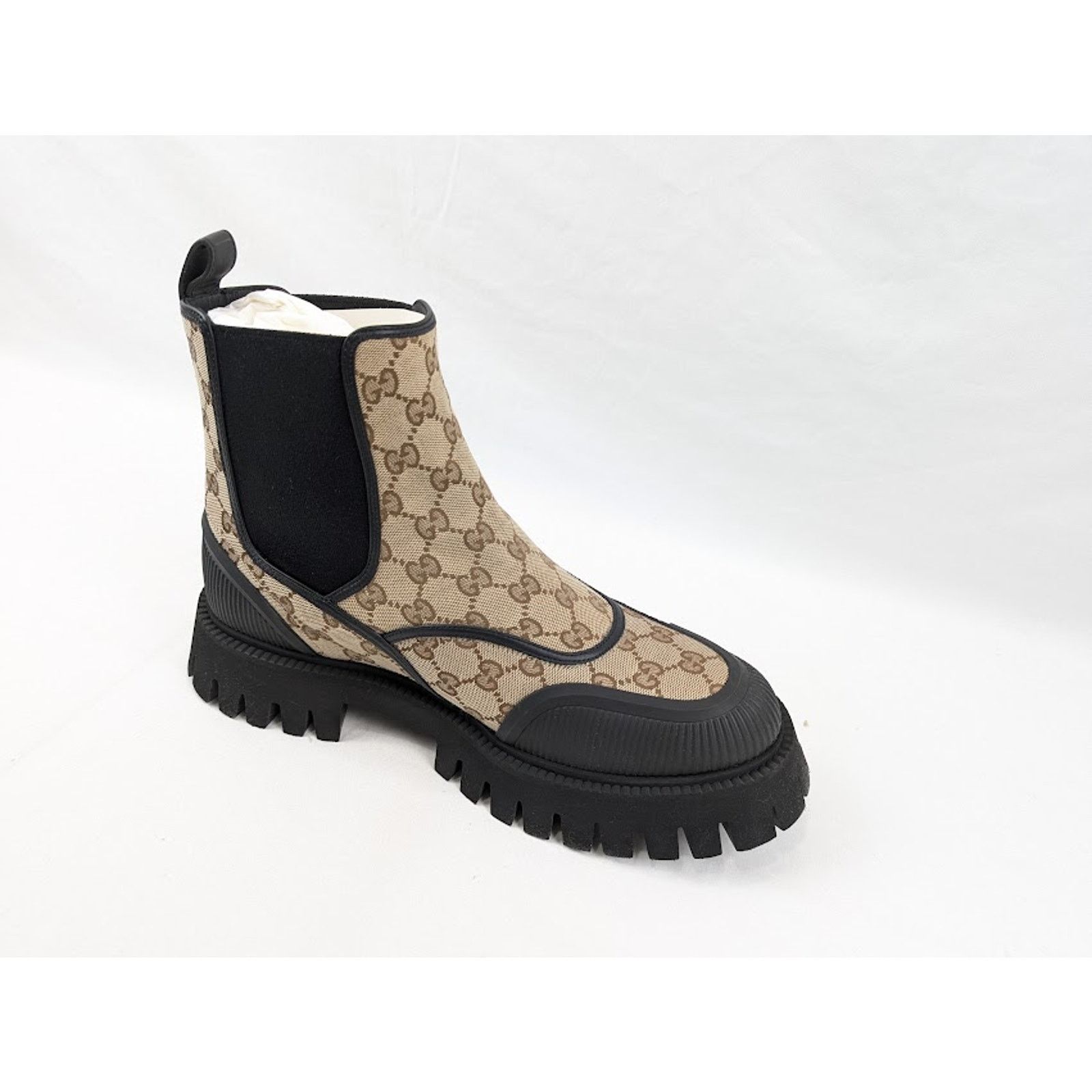 Gucci o1rshd1 Novo GG Canvas Chelsea Boots in Beige/Ebony Size US 11.5 / EU 44-45 - 2 Thumbnail