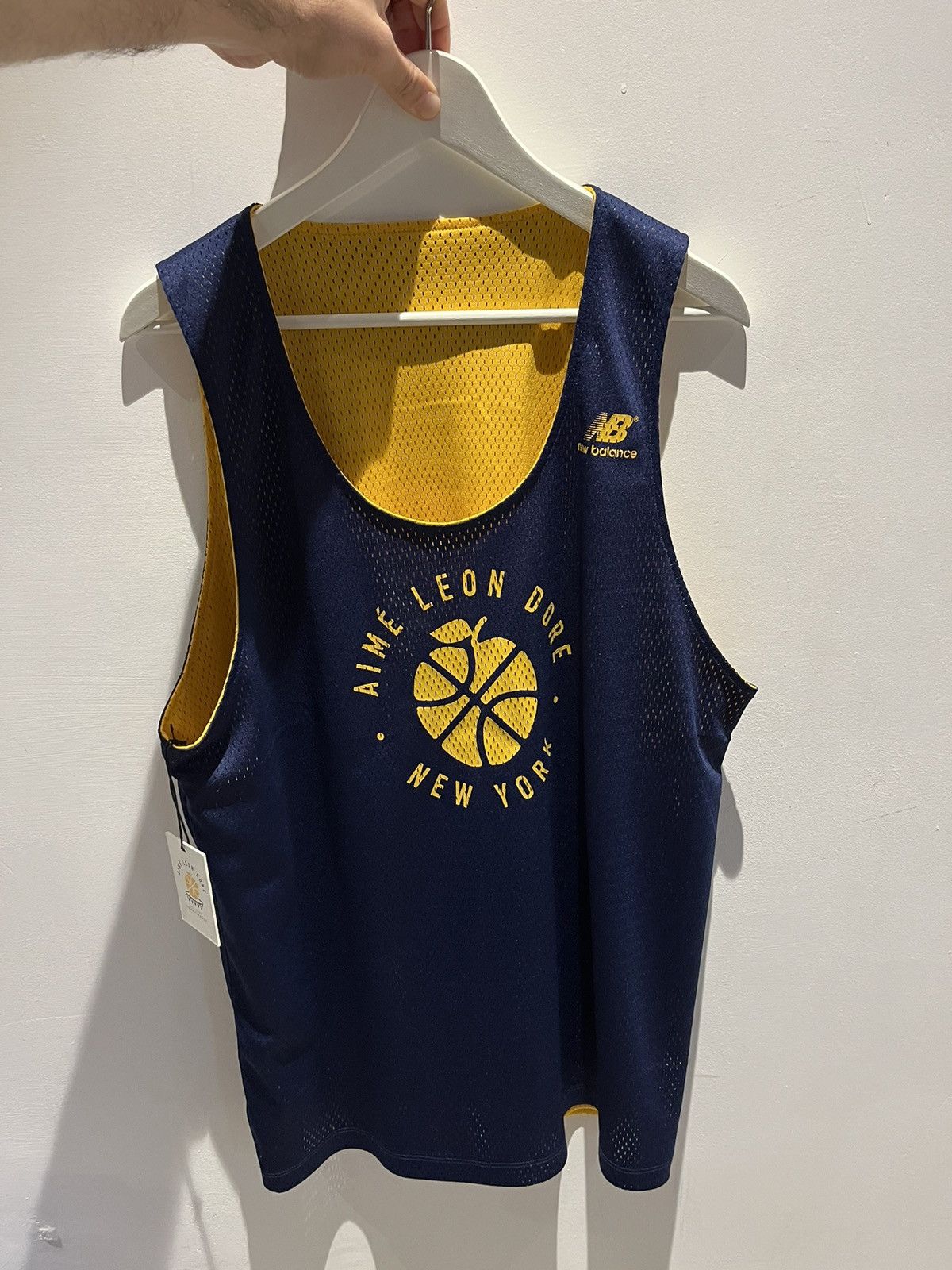 image of Aime Leon Dore Sonny New Balance Jersey in Navy Yellow, Men's (Size Large)
