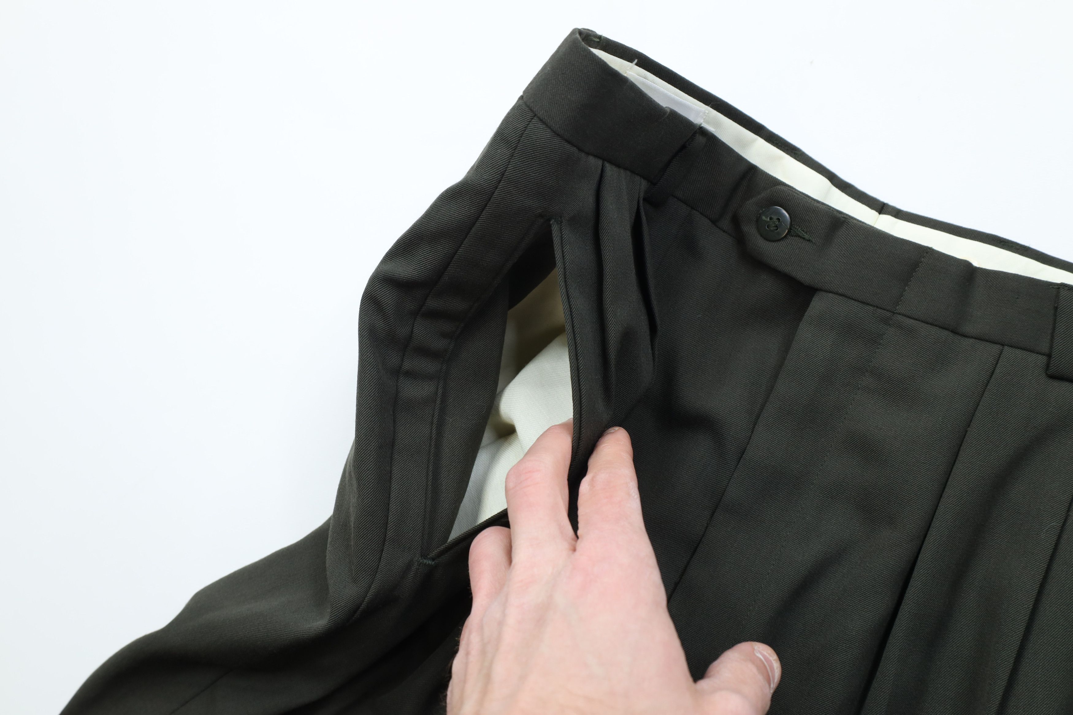 Vintage Vintage 90s Streetwear Wool Knit Wide Leg Chino Pants Green Size US 32 / EU 48 - 7 Thumbnail