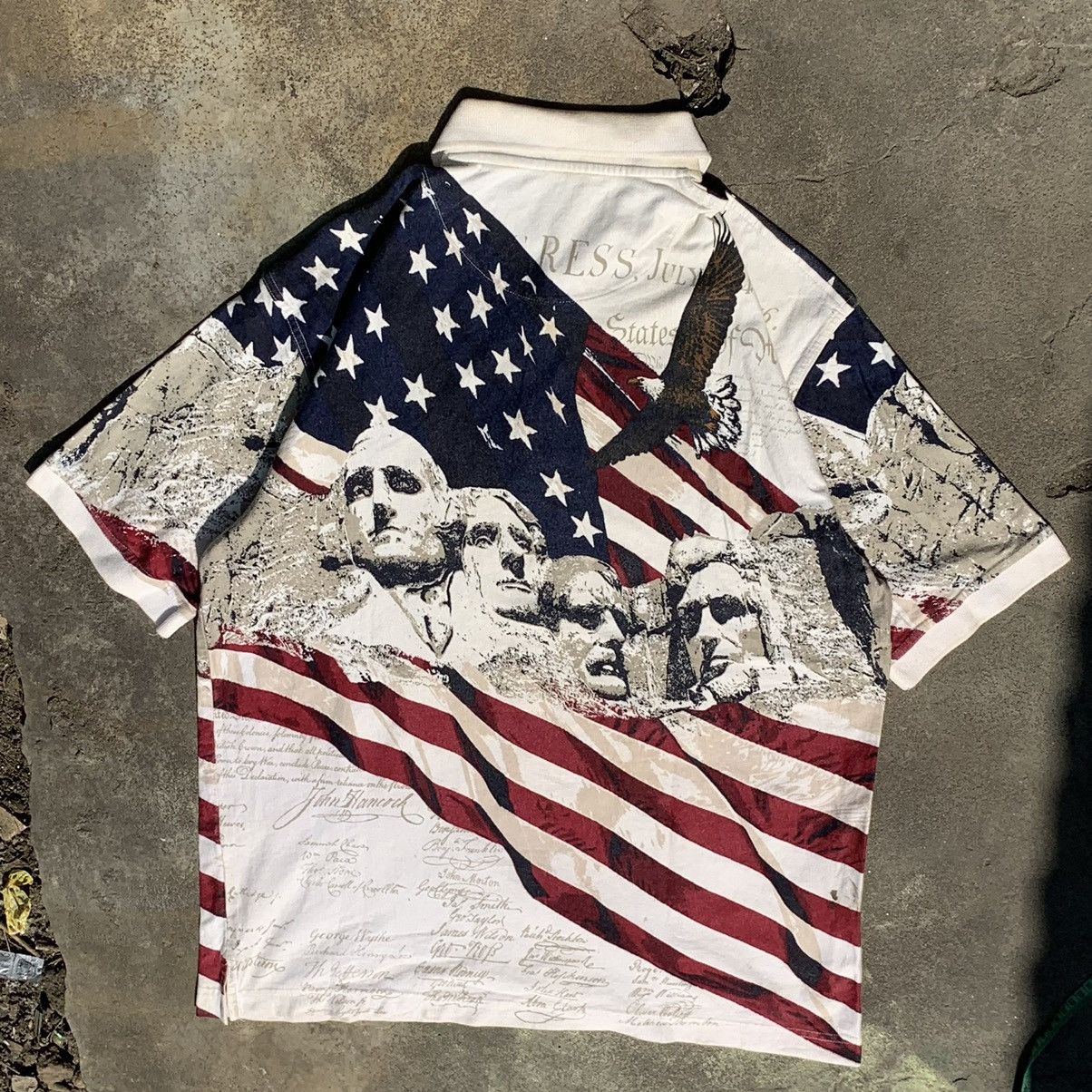 Vintage American summer polo’s american flag AOP Size US L / EU 52-54 / 3 - 4 Thumbnail