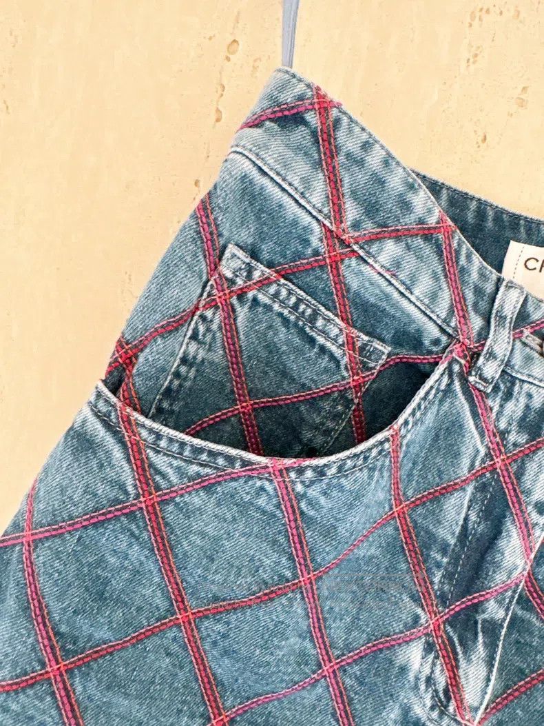 Chanel Chanel Pink diamond check denim shorts Size 42" / US 20 - 6 Thumbnail