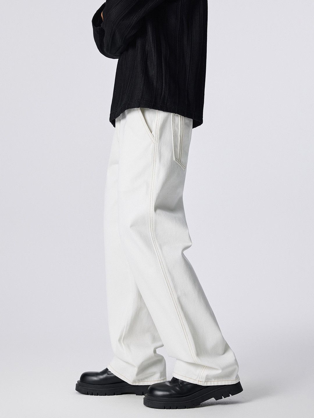 Japanese Brand Men's white simple wide-leg casual versatile jeans Size US 32 / EU 48 - 3 Thumbnail