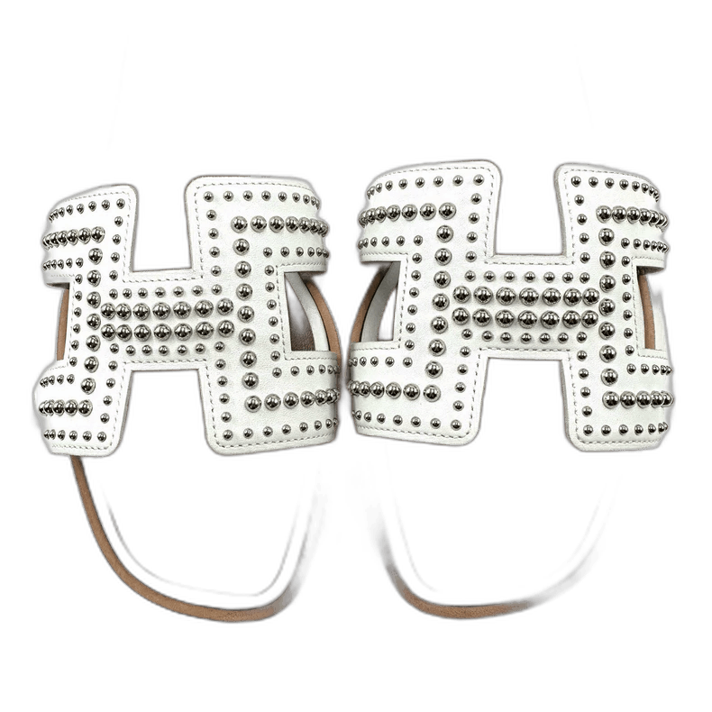 Hermes Hermes White and Brown H Sandals-2506 Size US 6 / IT 36 - 1 Thumbnail