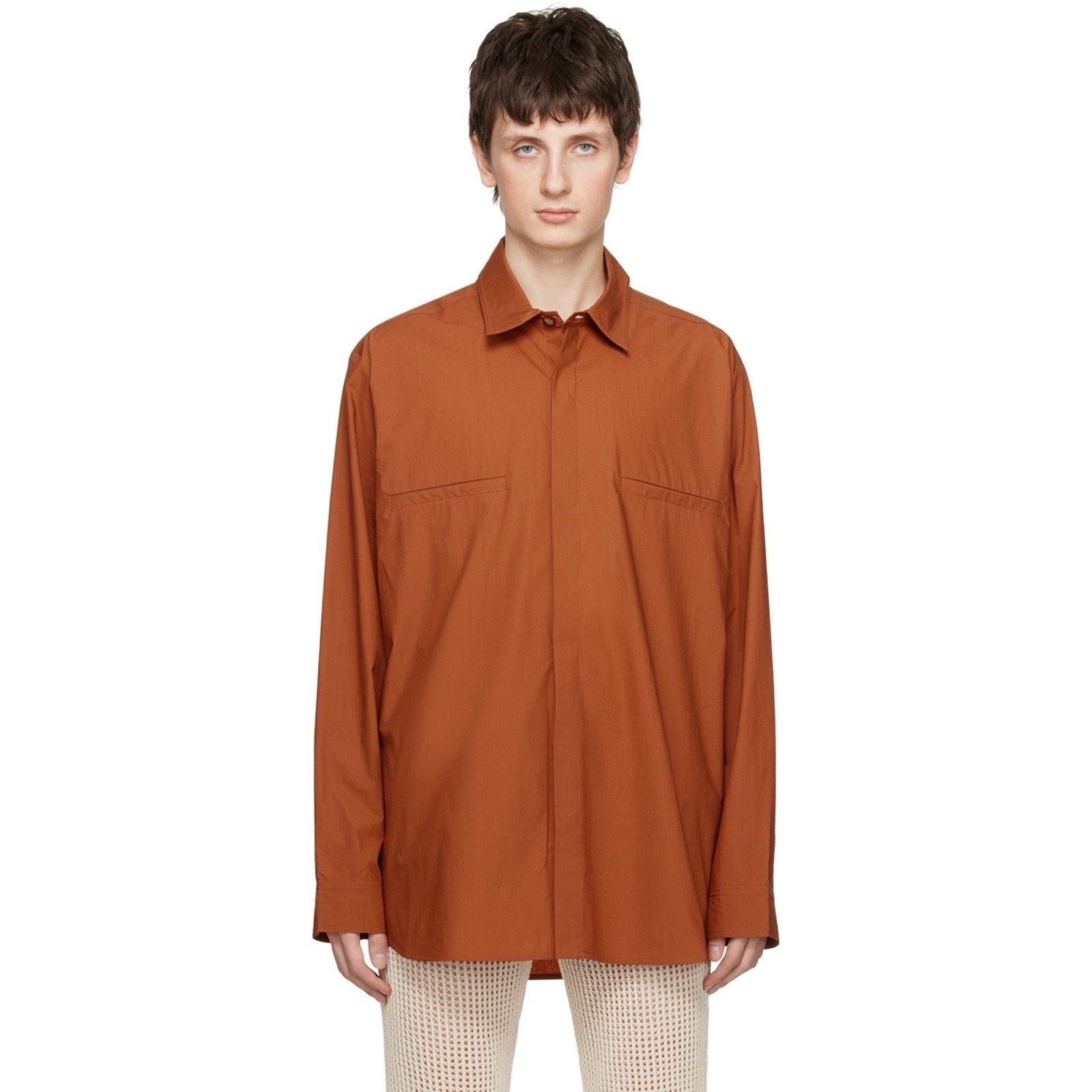 Nanushka $520 Nanushka Tan Orange Damos Shirt Oversized Button Up Size US M / EU 48-50 / 2 - 1 Thumbnail