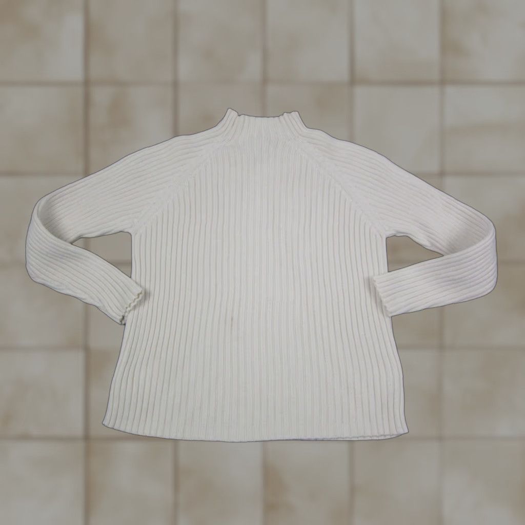 Vintage Vintage St. Johns Bay Sweater Women's Large Creme Mock Neck Ribbed Knit Pullover Size M / US 6-8 / IT 42-44 - 1 Thumbnail