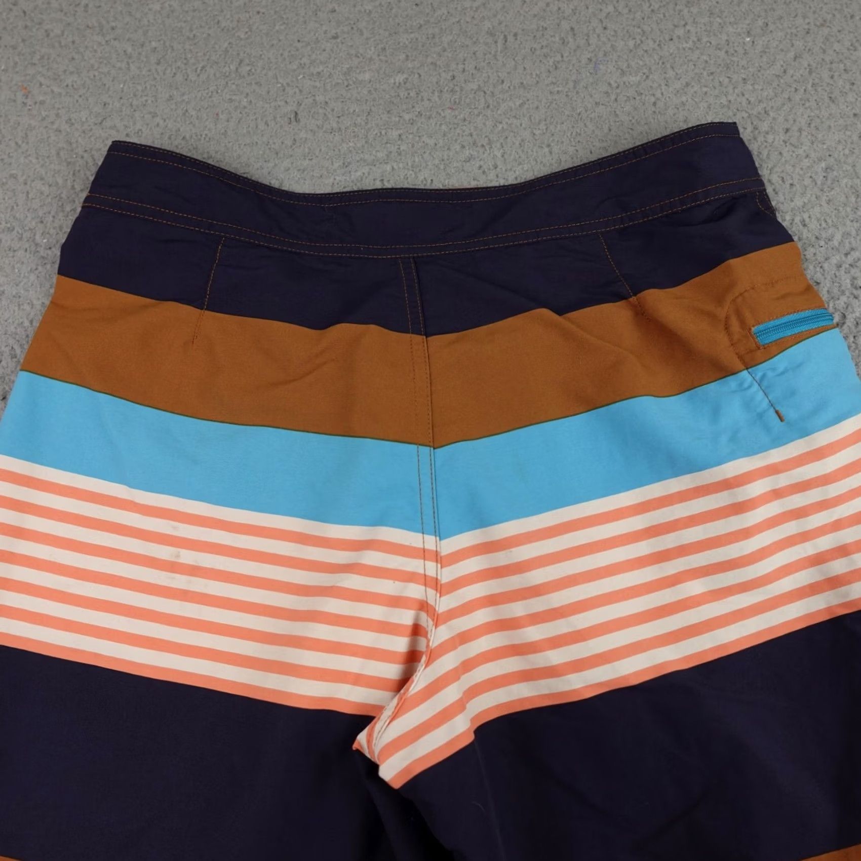 Patagonia Patagonia Boardshorts Mens 31 Brown Blue Striped Wavefarer Fitz Swim Trunks Size US 28 / EU 44 - 5 Thumbnail