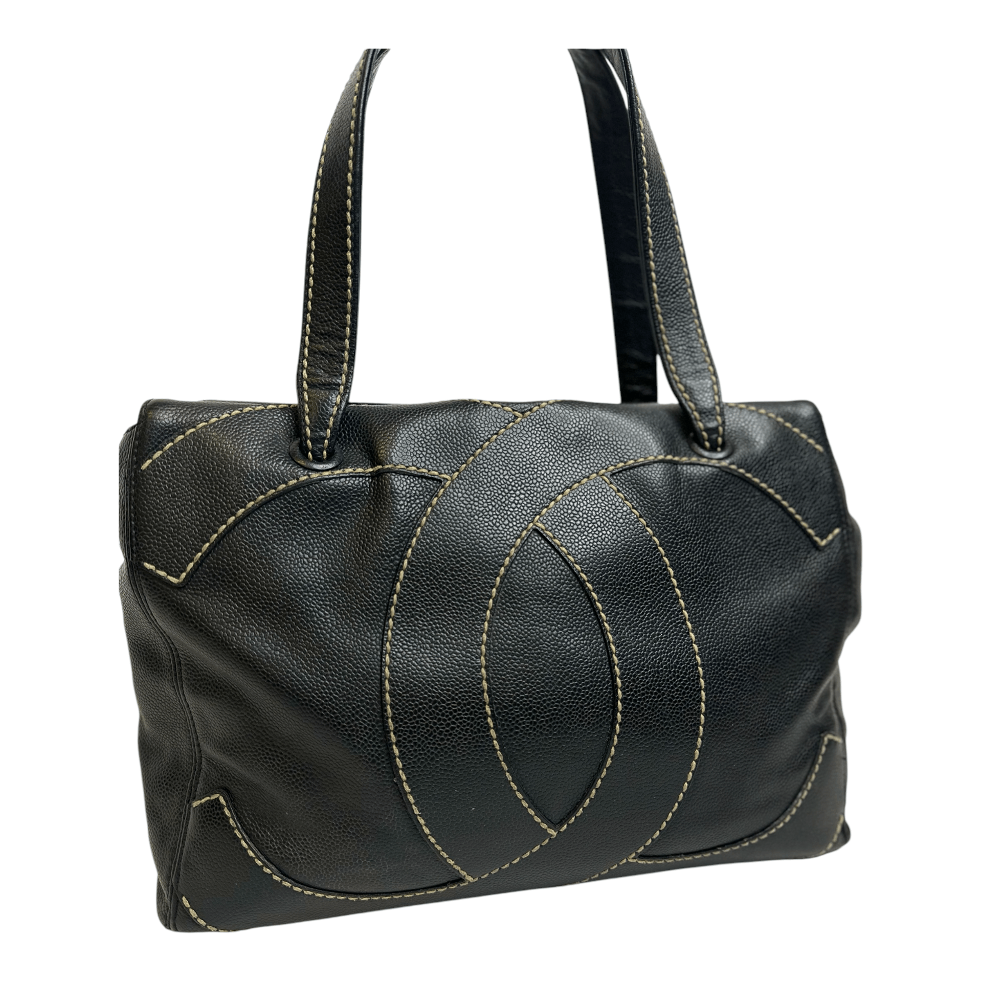 Chanel Chanel Caviar CC Stitched Medium Tote Black Size ONE SIZE - 8 Thumbnail