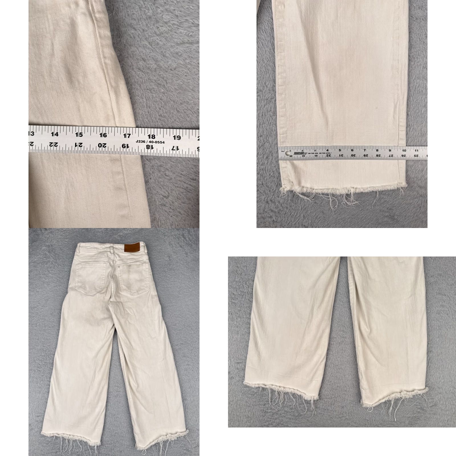Denime &Denim Jeans Womens White High Rise Wide Leg Cotton Blend 27 Regular 26x25 Distressed, Raw Hem, Logo, Embroidered 5-Pocket Denim Vintage No Mens? Size 27" / US 4 / IT 40 - 9 Thumbnail