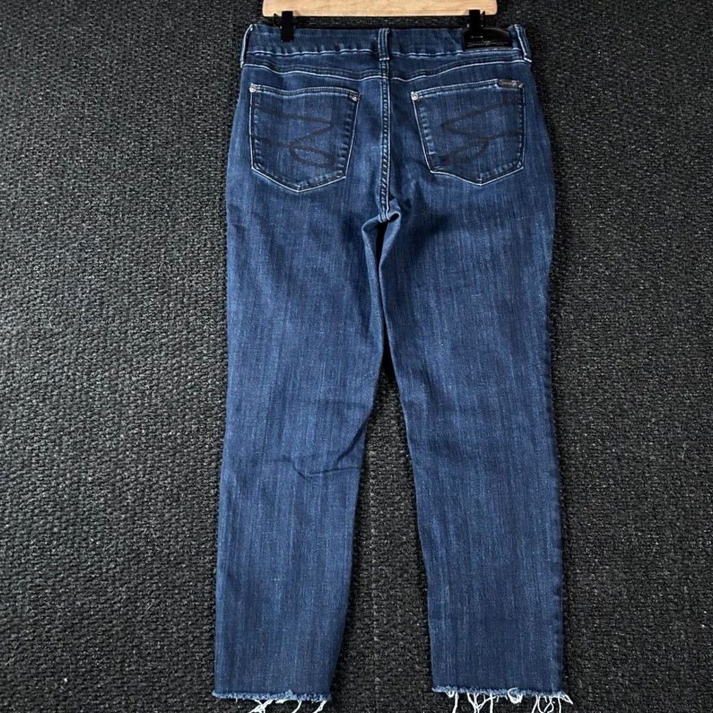 Vintage Seven7 Women's Jeans Size 12 Dark Wash Straight Leg High Waisted Raw Hem Size 34" / US 12 / IT 48 - 3 Thumbnail