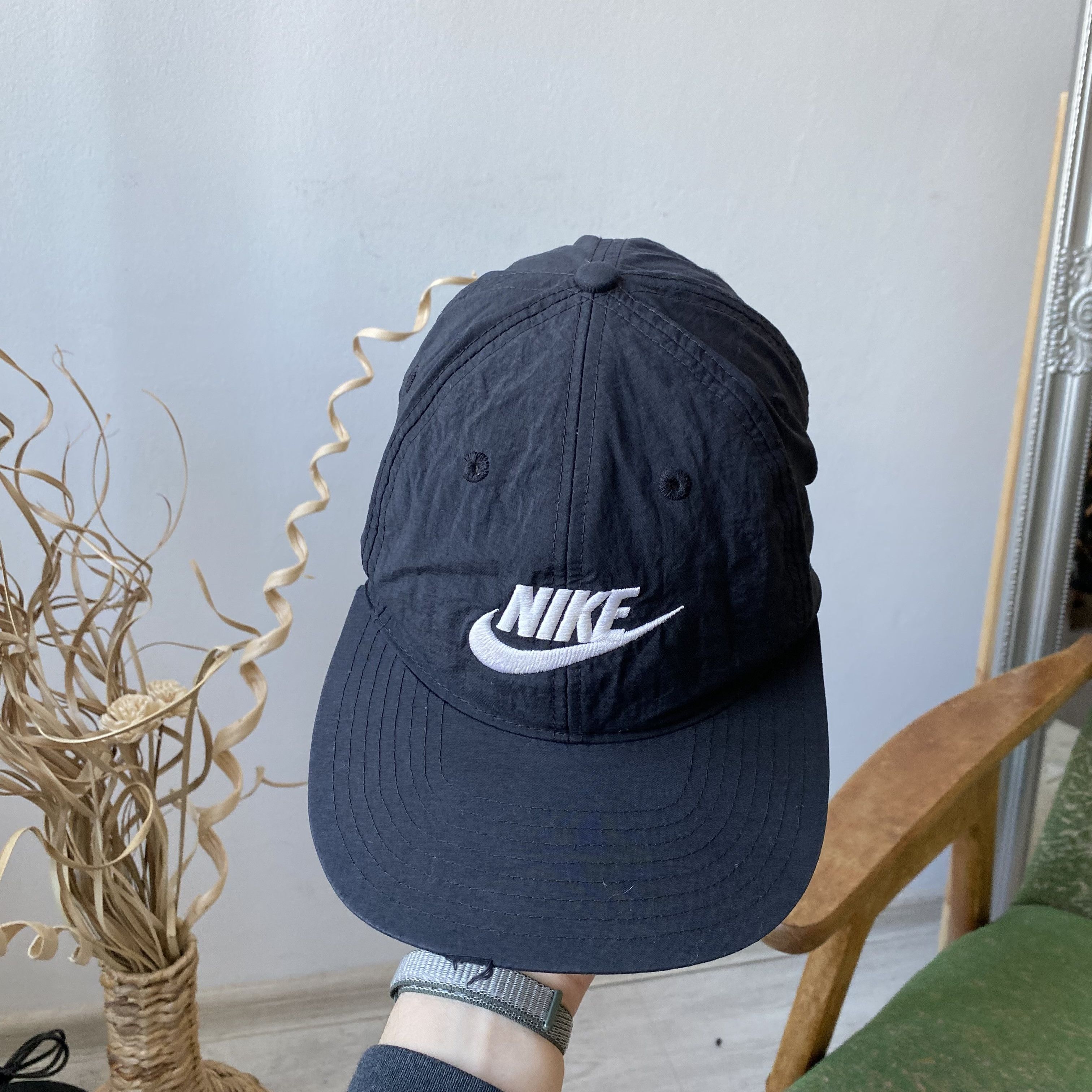 Nike 🖤 Vintage 80-90s Nike Nylon cap Big logo swoosh Dad hat Size ONE SIZE - 7 Thumbnail