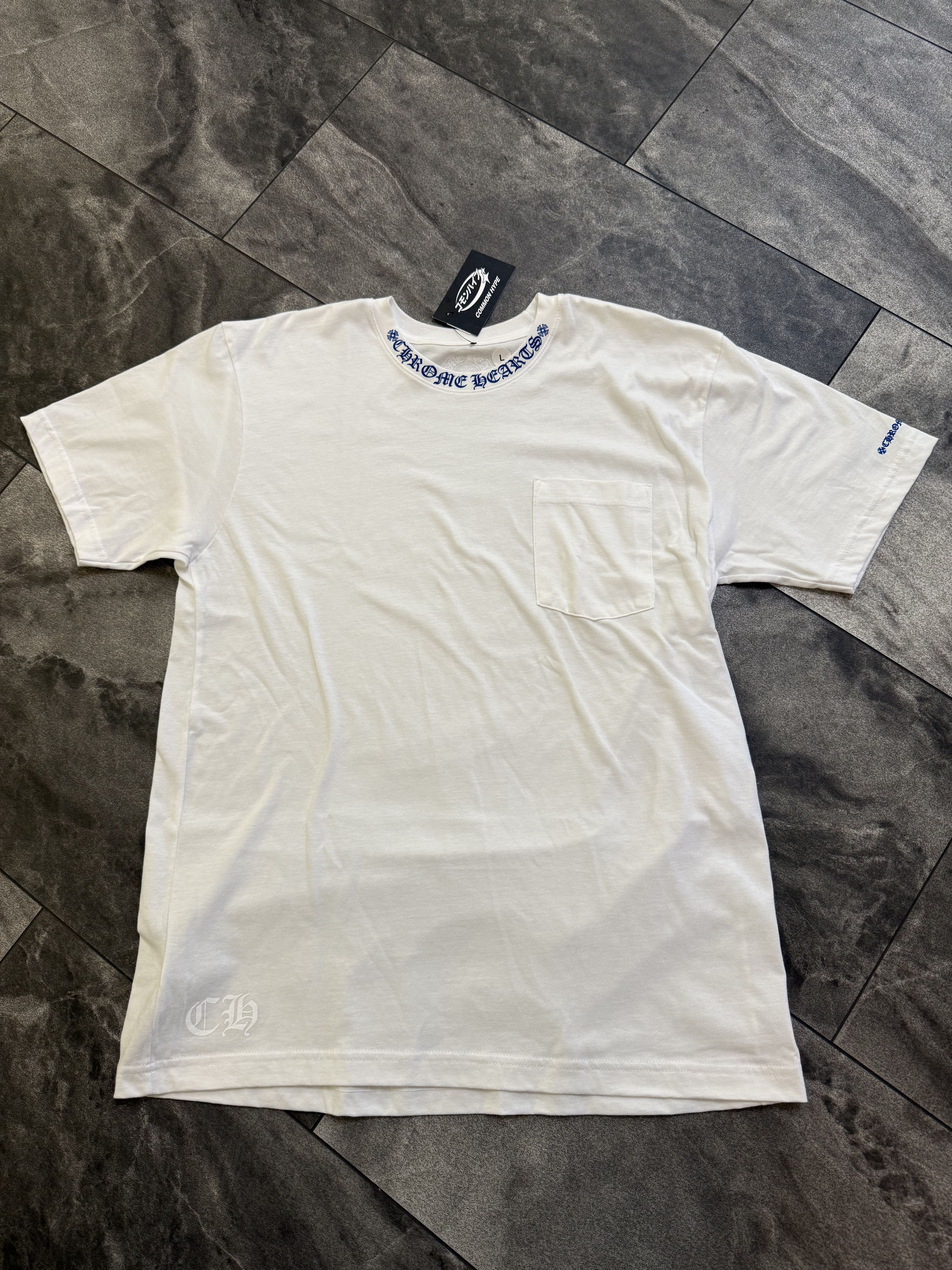 Chrome Hearts Neck Letters Logo Pocket T - Shirt Size Large
