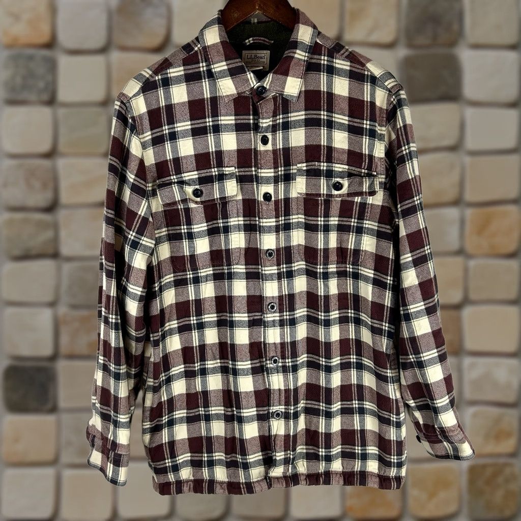 Vintage VINTAGE LL Bean Men Shacket Med Plaid Fleece Lined Flannel Shirt Jacket 298189 Outdoor Size US M / EU 48-50 / 2 - 1 Thumbnail