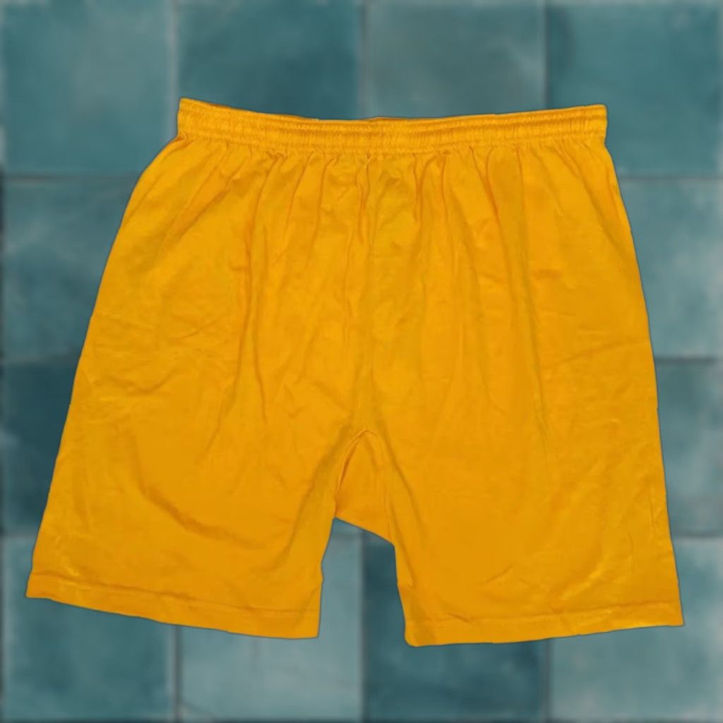 Russell Athletic VINTAGE Russell Athletic Shorts Mens 2XL Yellow 90s NOS NWOT Deadstock Athletic Base Layer Drawstring White Waist 20” 17” Rise 8” Inseam USA Mens Size US 39 - 1 Thumbnail
