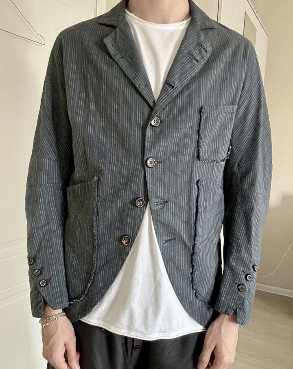 Marc Point Venezia Marc Point Distressed Striped Light Button Jacket Size US M / EU 48-50 / 2 - 10 Thumbnail