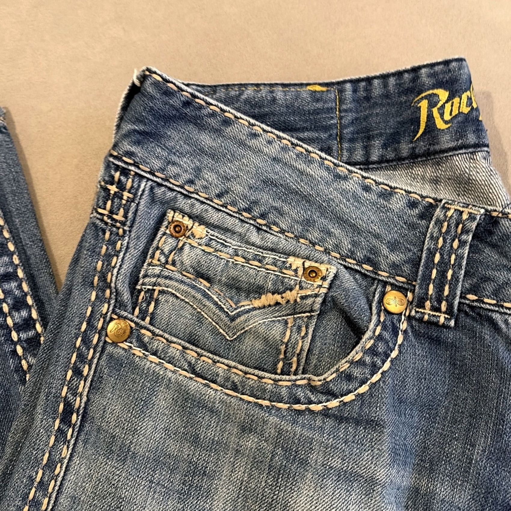 Wrangler Wrangler Rock 47 Jeans Bootcut Denim 36 Regular Blue 90s Cowboy Western Rock 47 by Wrangler Mens Jeans Size US 36 / EU 52 - 2 Thumbnail