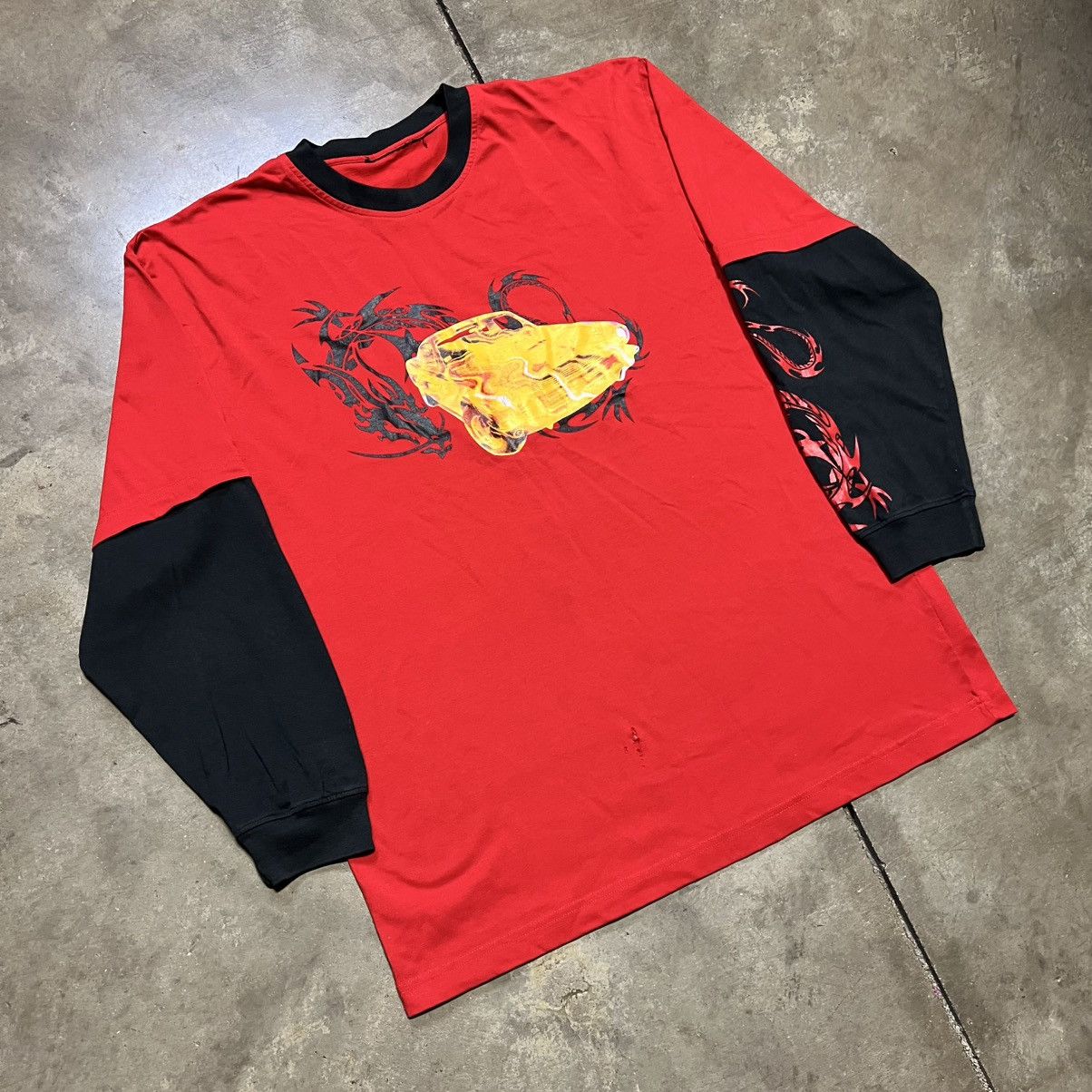 Vintage Vintage Tribal Car Double Sleeve Flame Graphic T shirt Y2K Size US M / EU 48-50 / 2 - 2 Thumbnail