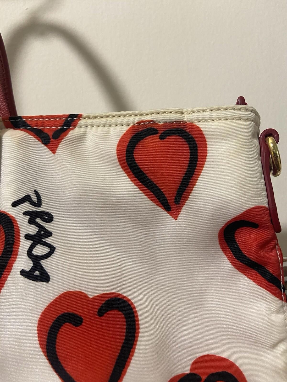 Prada Prada Nylon Saffiano White Red Heart Motif Hand Tote Bag Size ONE SIZE - 3 Thumbnail