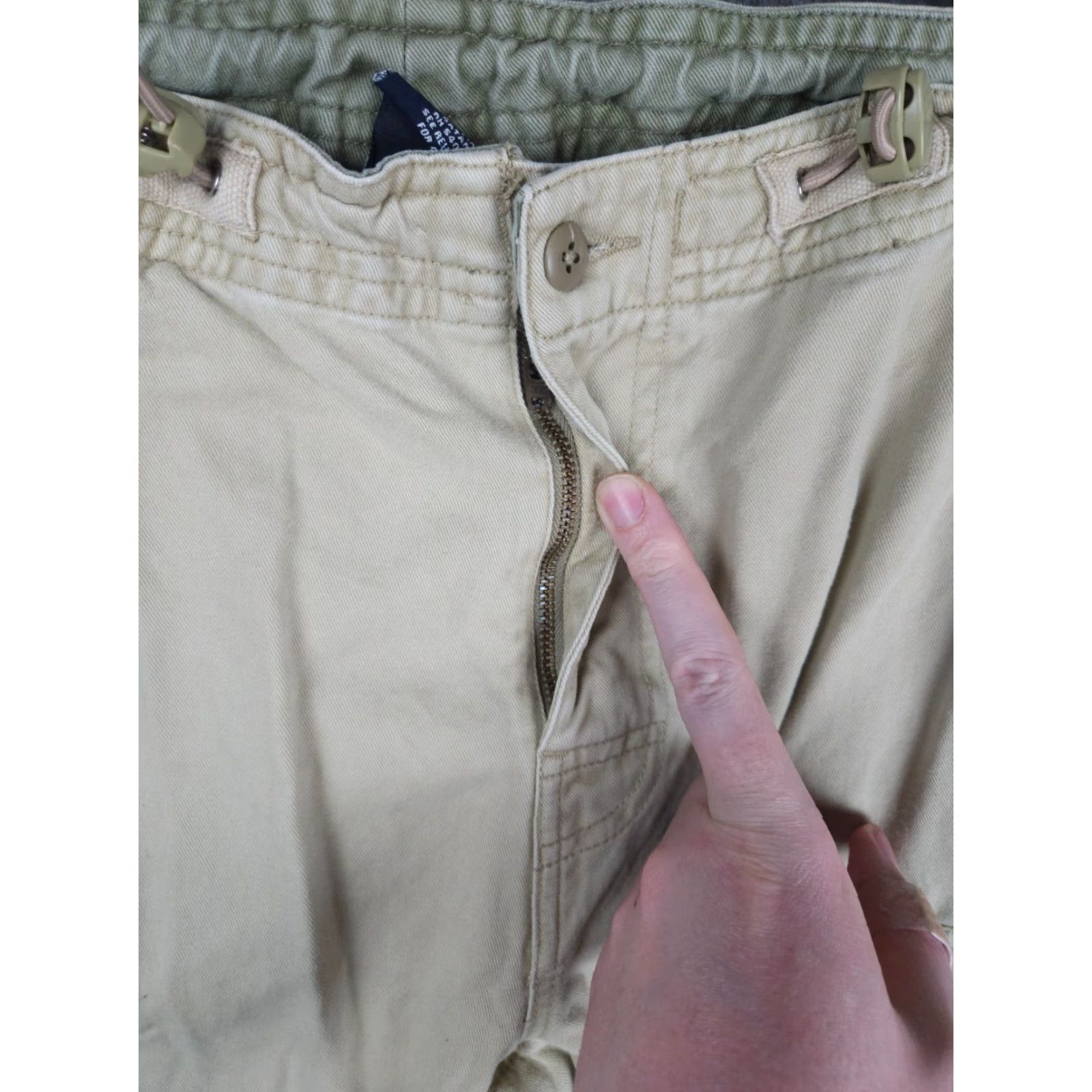 Gap VINTAGE GAP Parachute Pants Mens Small Beige Cargo Ankle Tie Rave Y2K Cotton Size US 29 - 3 Thumbnail