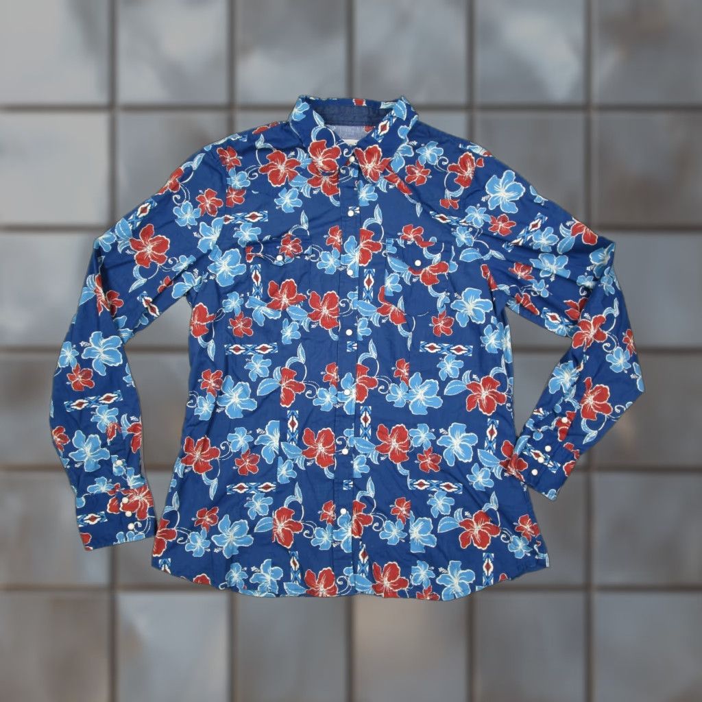 Roper VINTAGE Roper Women's Long Sleeve Button-Up Shirt Casual Western Floral Aztec Cotton Size L Blue Size L / US 10 / IT 46 - 1 Thumbnail