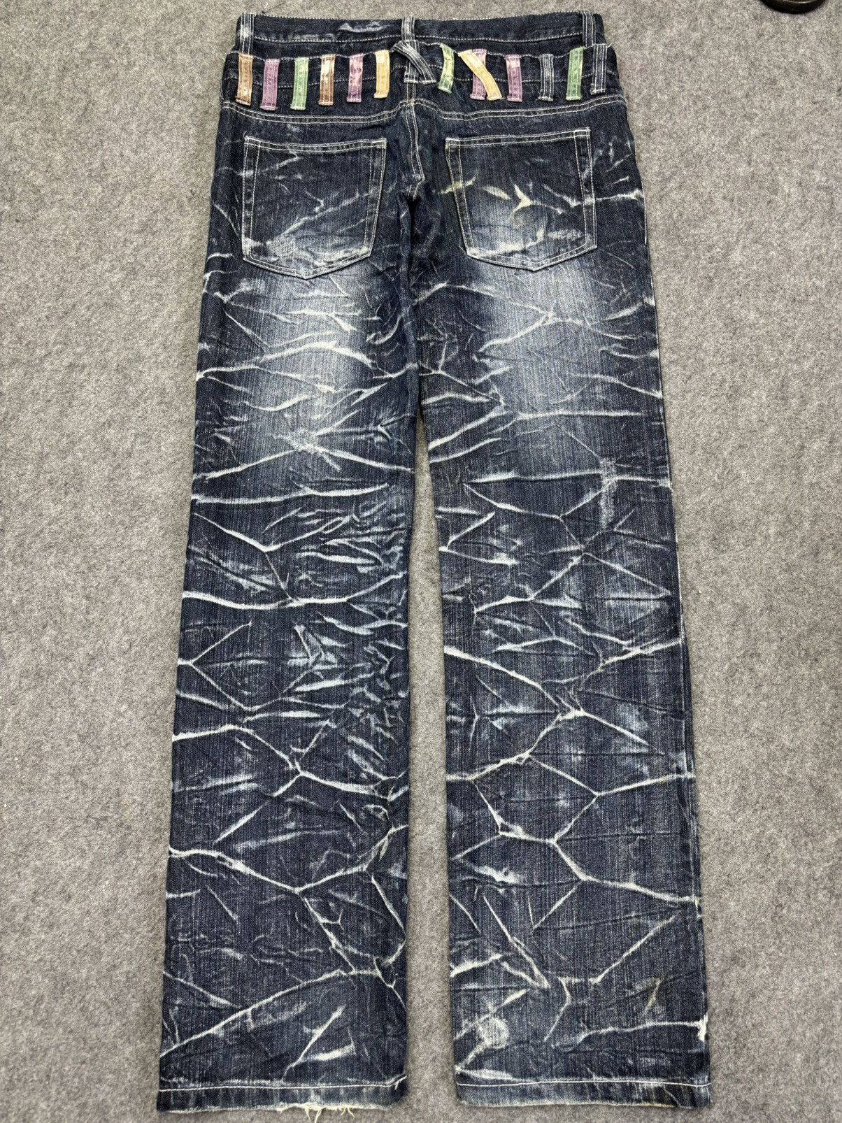 Japanese Brand 💥Double Waist💥Nylaus Crazy Crack FadesDouble Waist Denim K27 Size US 32 / EU 48 - 14 Thumbnail