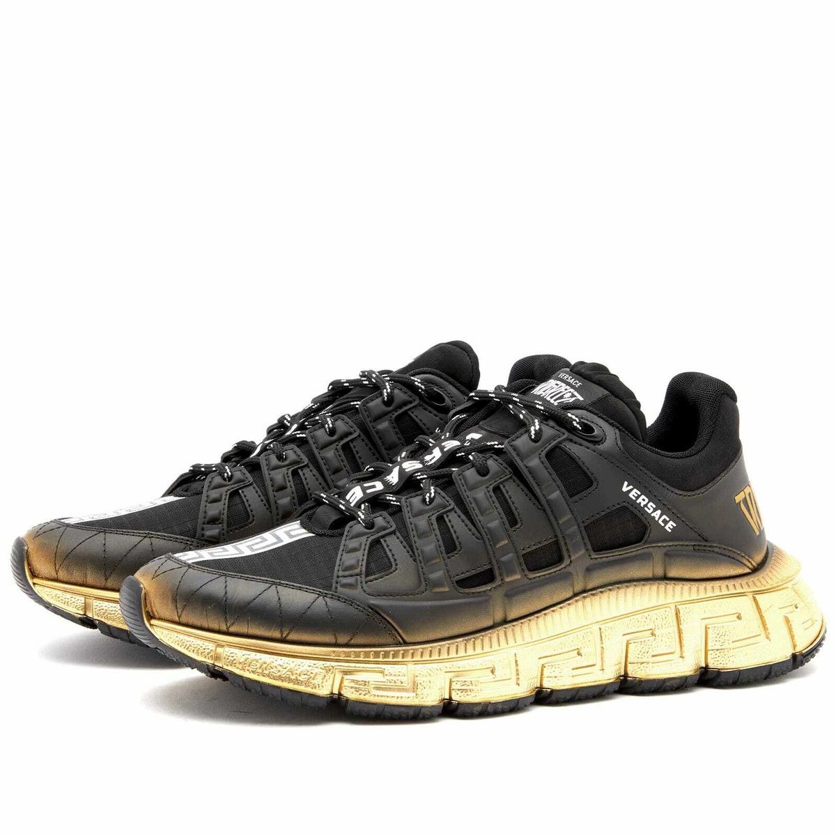 Versace o1y0425 Logo Low-Top Sneakers in Black/Gold Size US 6 / EU 39 - 2 Thumbnail