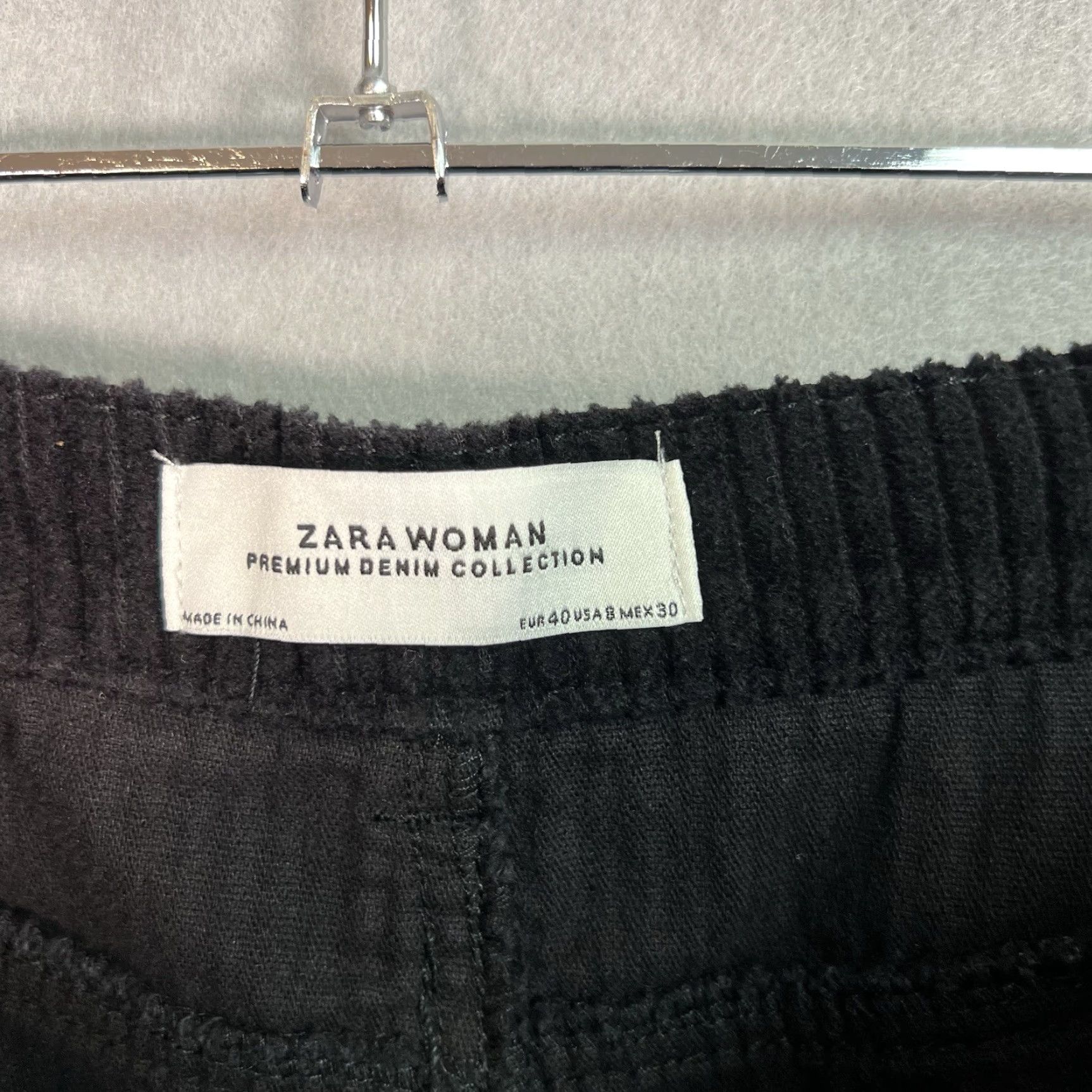 Zara Zara Pants Womens 8 Black Cotton Corduroy Straight Chino Slim Denim Collection Corduroy Pants Women's 8 Black Cotton Size 30" / US 8 / IT 44 - 7 Thumbnail