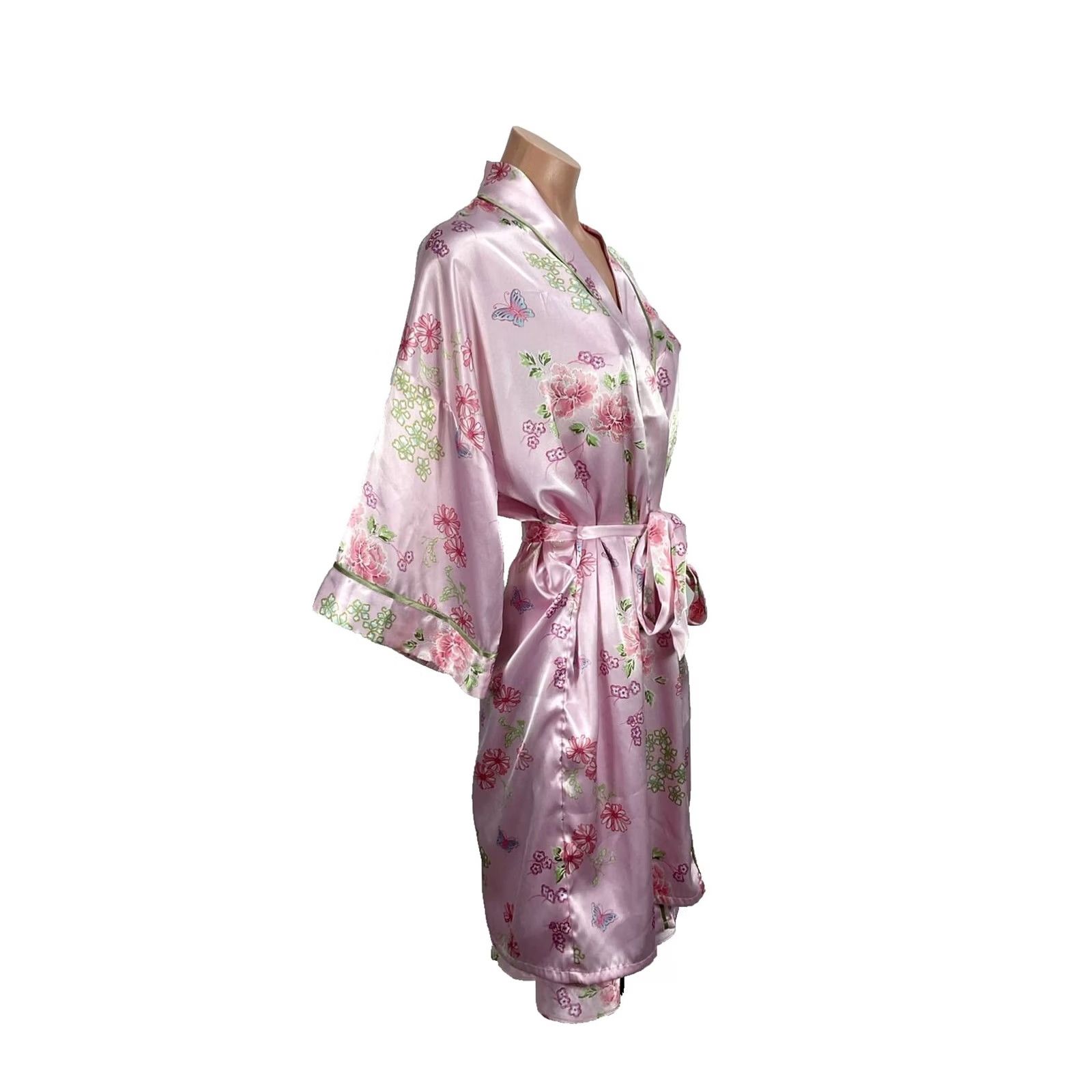 Vintage VINTAGE SUSSAN LINGERIE Nightie Sleepwear Gown Silky Pink Shiny Robe Peignoir 2pc Set M Womens Size ONE SIZE - 6 Thumbnail