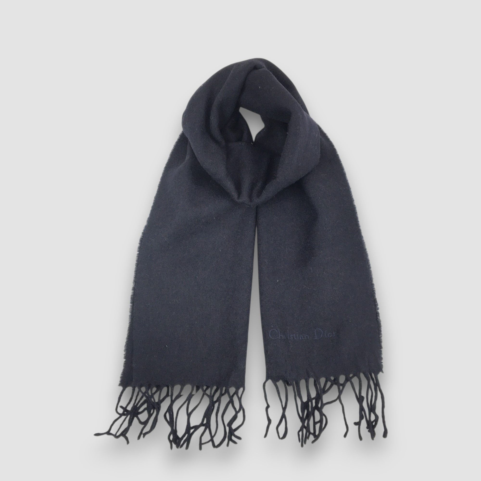 Japanese Brand Vintage 90s Christian Dior Wool Scarf Muffler Winter Scarves Size ONE SIZE - 4 Thumbnail