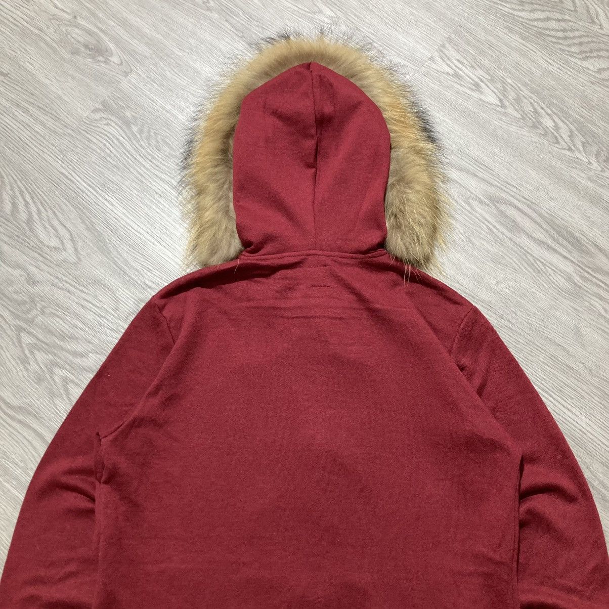 Japanese Brand 2000s Sematic Design Duffle Ziphoodie Fur Red Maroon Lgb Size US M / EU 48-50 / 2 - 11 Thumbnail