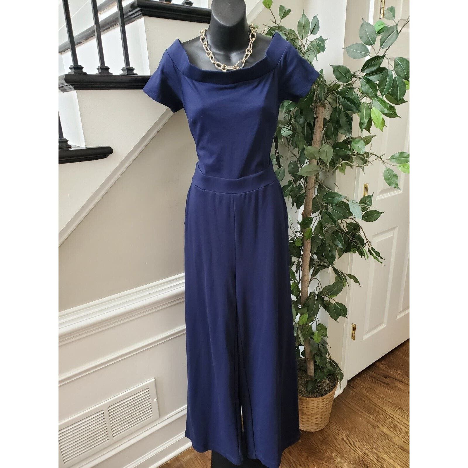 New York & Company Cotton Off The Shoulder Jumpsuit Size M