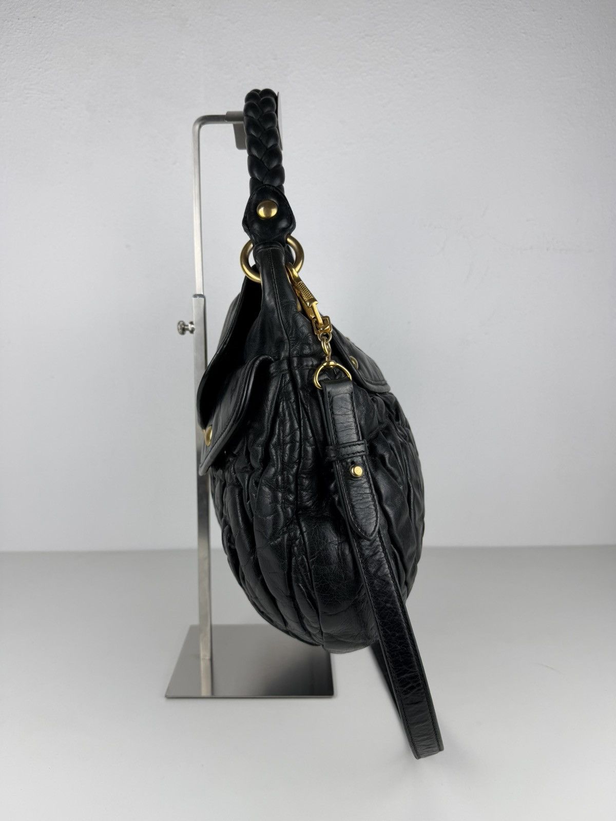 Miu Miu Miu Miu matelasse pleated leather coffer bag in deep green Size ONE SIZE - 4 Thumbnail