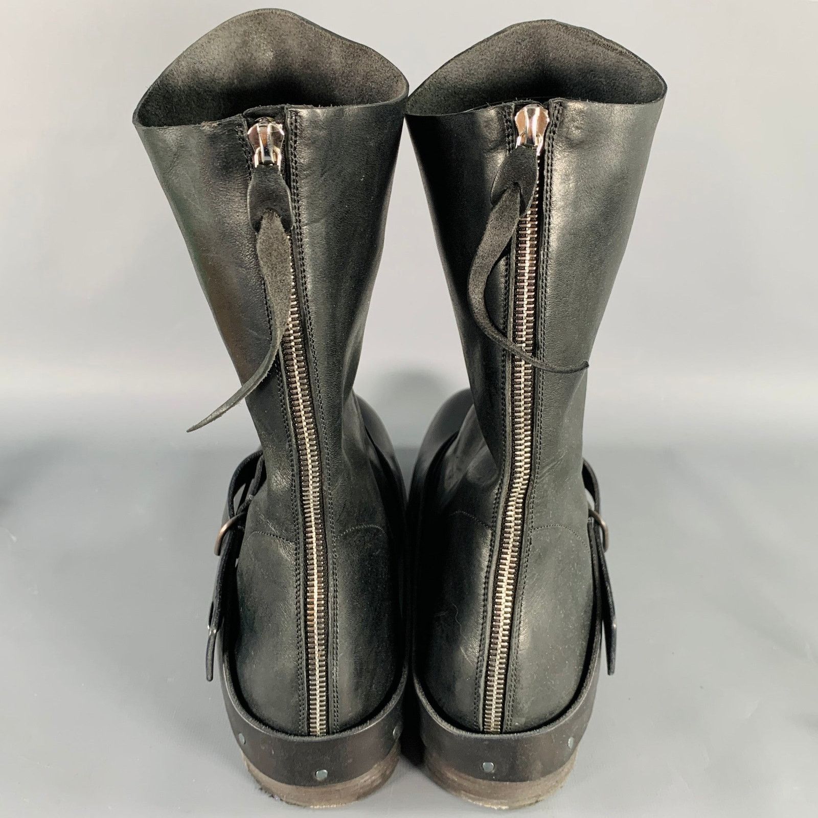 Ma+ M.A+ Size 11 Black Leather Horsehide Buckle Boots Size US 11 / IT 41 - 3 Thumbnail