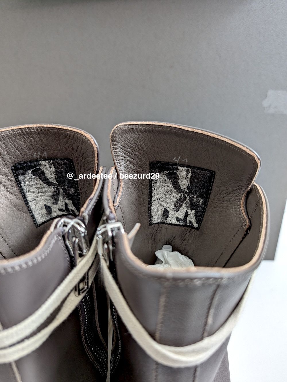 Rick Owens 💥1/1 SAMPLE DUST LEATHER RAMONES HIGH Size US 8 / EU 41 - 6 Thumbnail