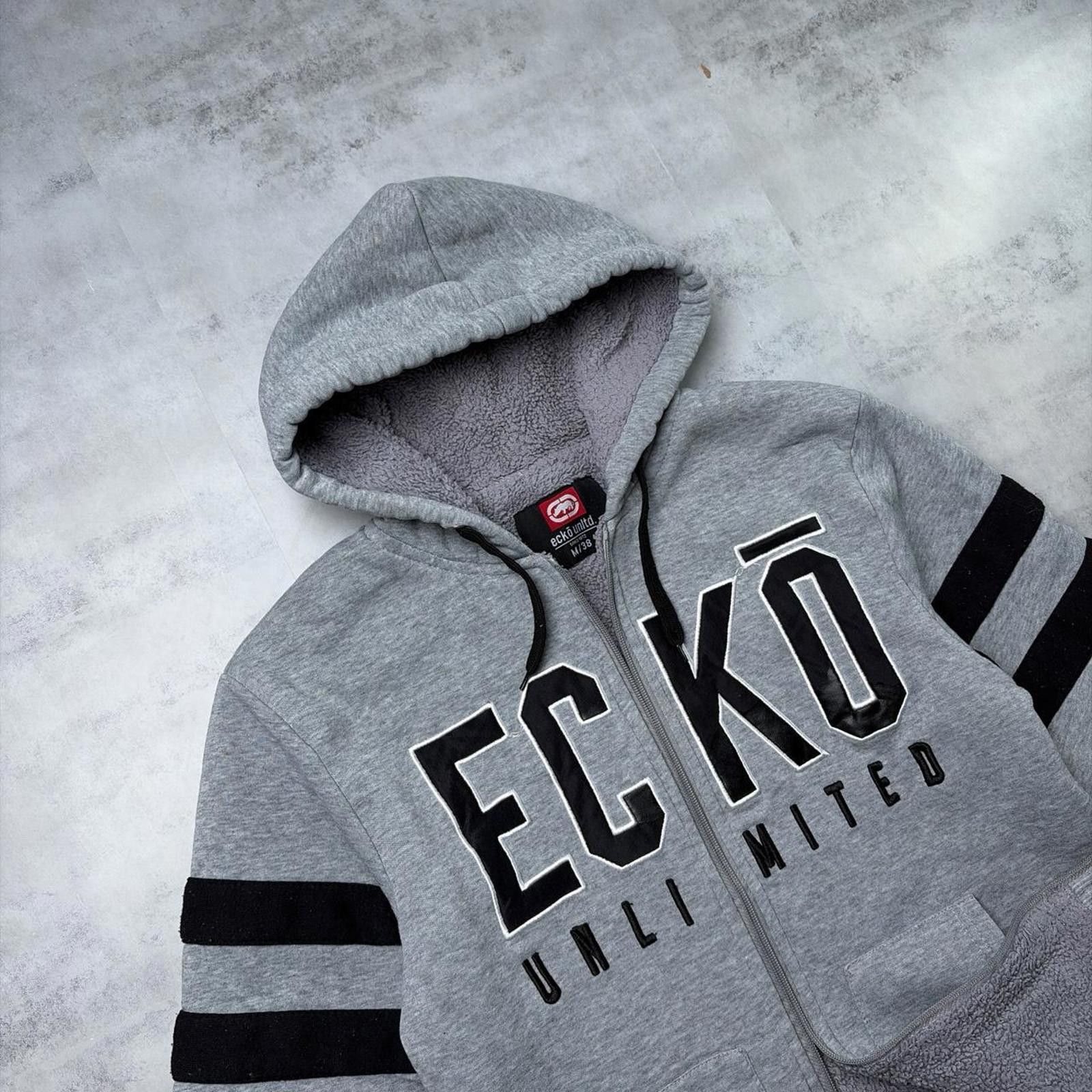 Ecko Unltd. Y2K Grey Ecko Unltd Grunge Sherpa Lined Skater Zip Up Hoodie Size US M / EU 48-50 / 2 - 5 Thumbnail