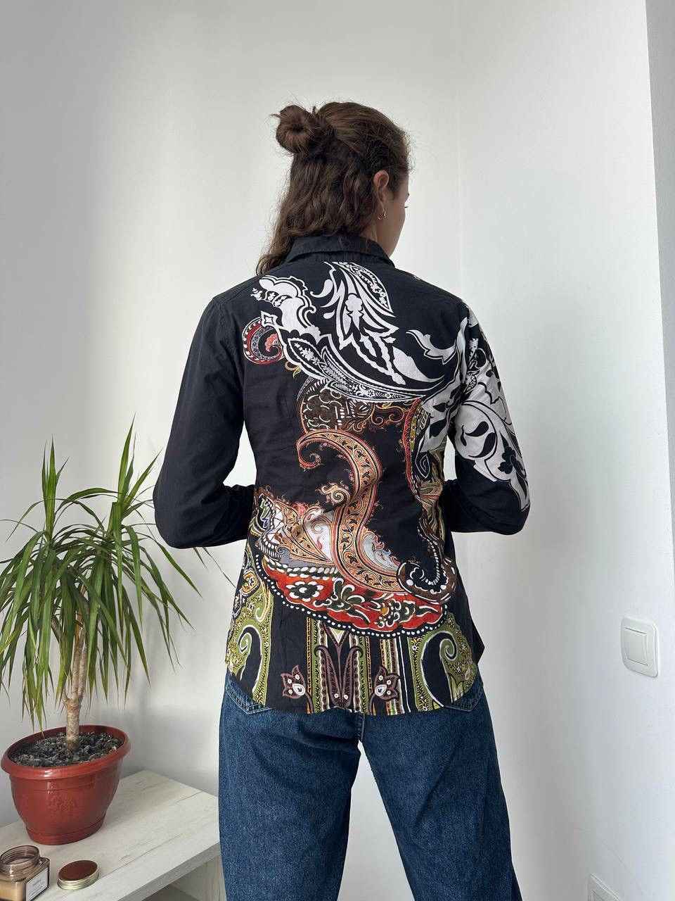 Etro × Vintage Vintage ETRO Womens Floral Black Patterned Shirt Size S / US 4 / IT 40 - 1 Thumbnail