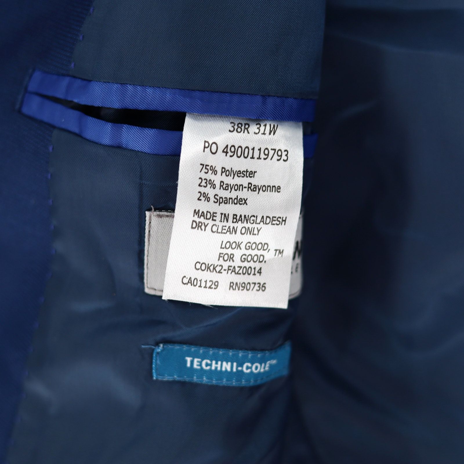 Kenneth Cole Kenneth Cole Reaction Men's Blue Classic Slim-Fit Blazer 38R Size 38R - 6 Thumbnail