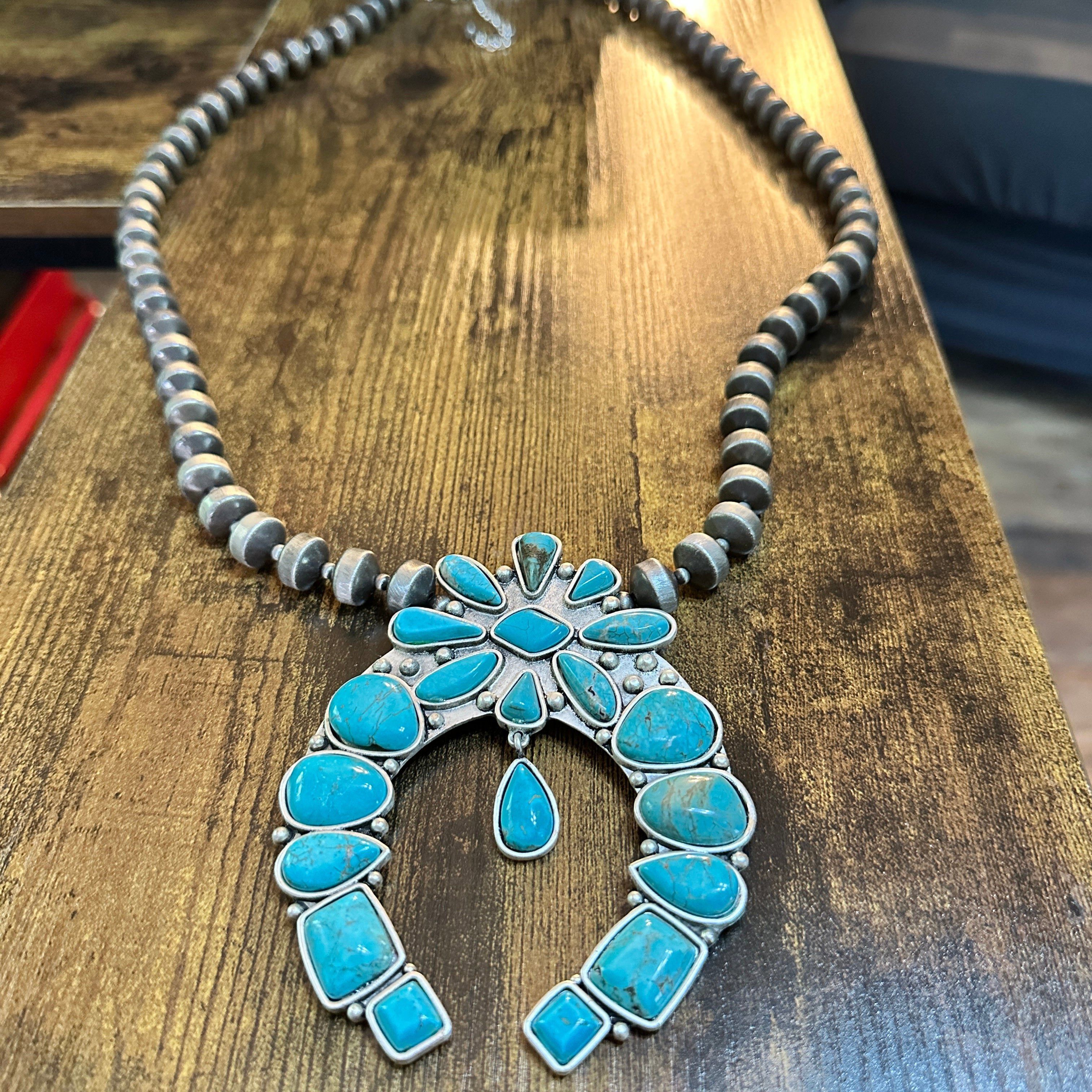 Other Extra Long Handmade Squash Naja Turquoise Necklace with Anti Size ONE SIZE - 2 Thumbnail