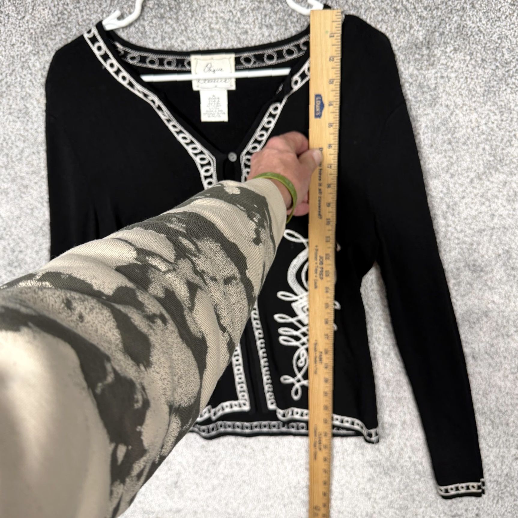 Vintage VINTAGE Orque Classics Cardigan Womens M Black Embroidered Boho 90s Geometric Knit Sweater Size M / US 6-8 / IT 42-44 - 2 Thumbnail