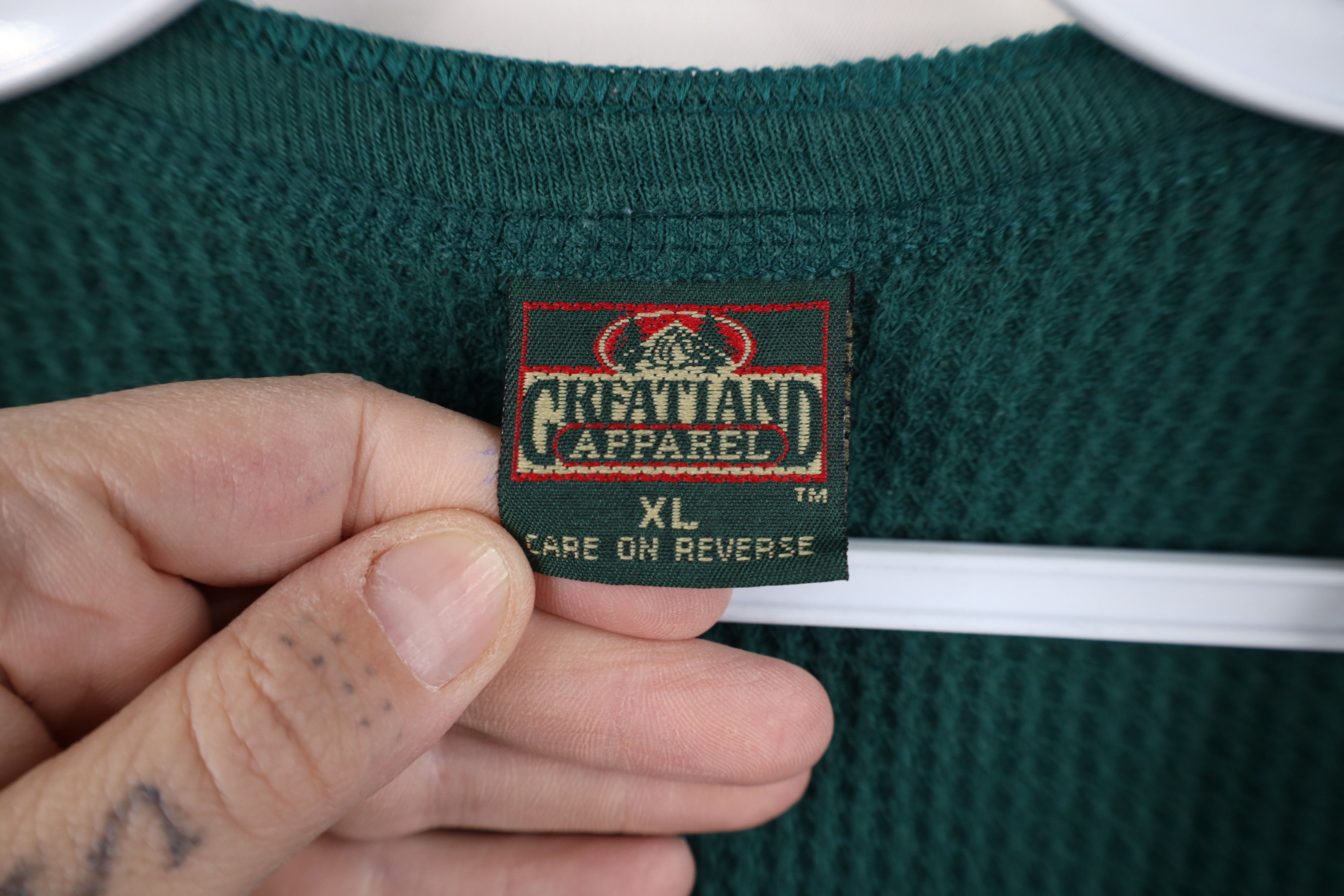 Vintage Vintage 90s Streetwear Waffle Knit Henley T-Shirt Green USA Size US XL / EU 56 / 4 - 7 Thumbnail