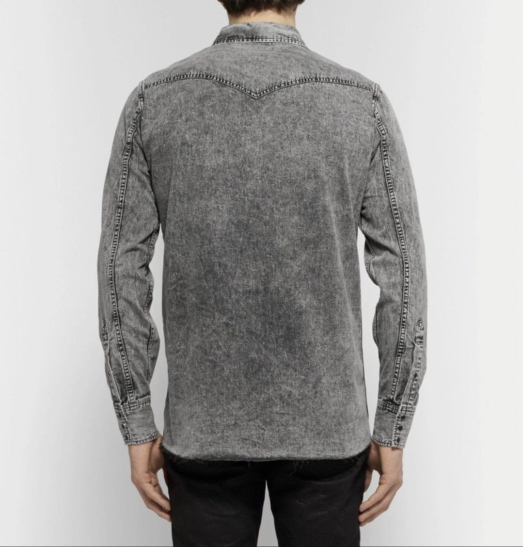 Saint Laurent Paris Acid-Washed Denim Shirt Size US S / EU 44-46 / 1 - 14 Thumbnail