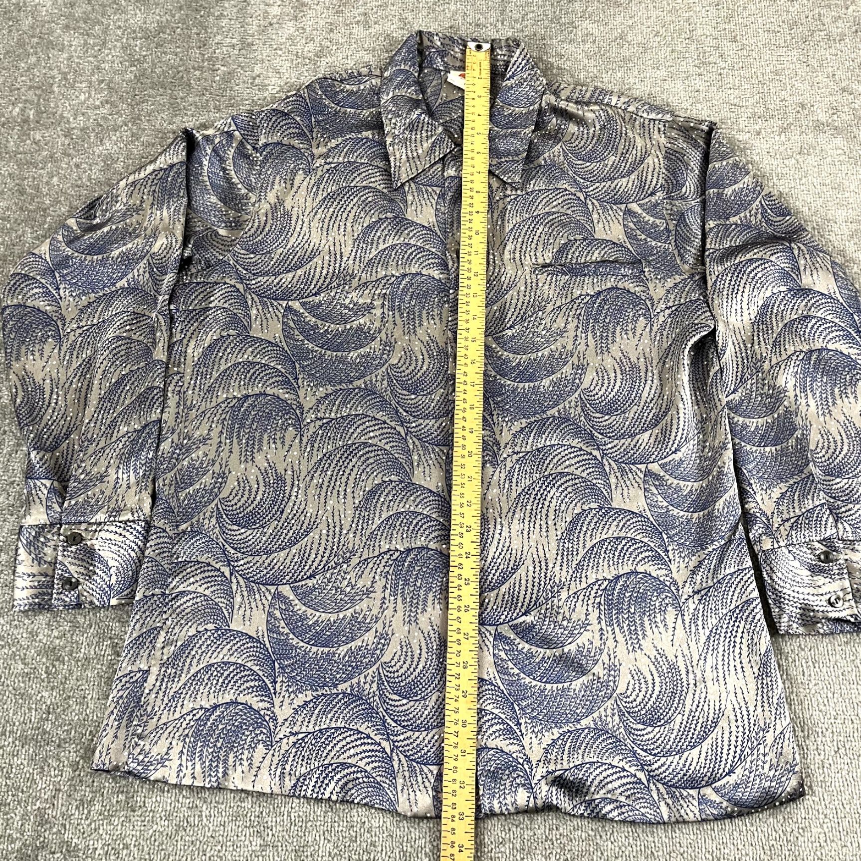 Vintage VINTAGE HOLO HOLO Shirt Mens Extra Large Blue Silver Abstract Floral Hawaiian Button Up Size US XL / EU 56 / 4 - 4 Thumbnail