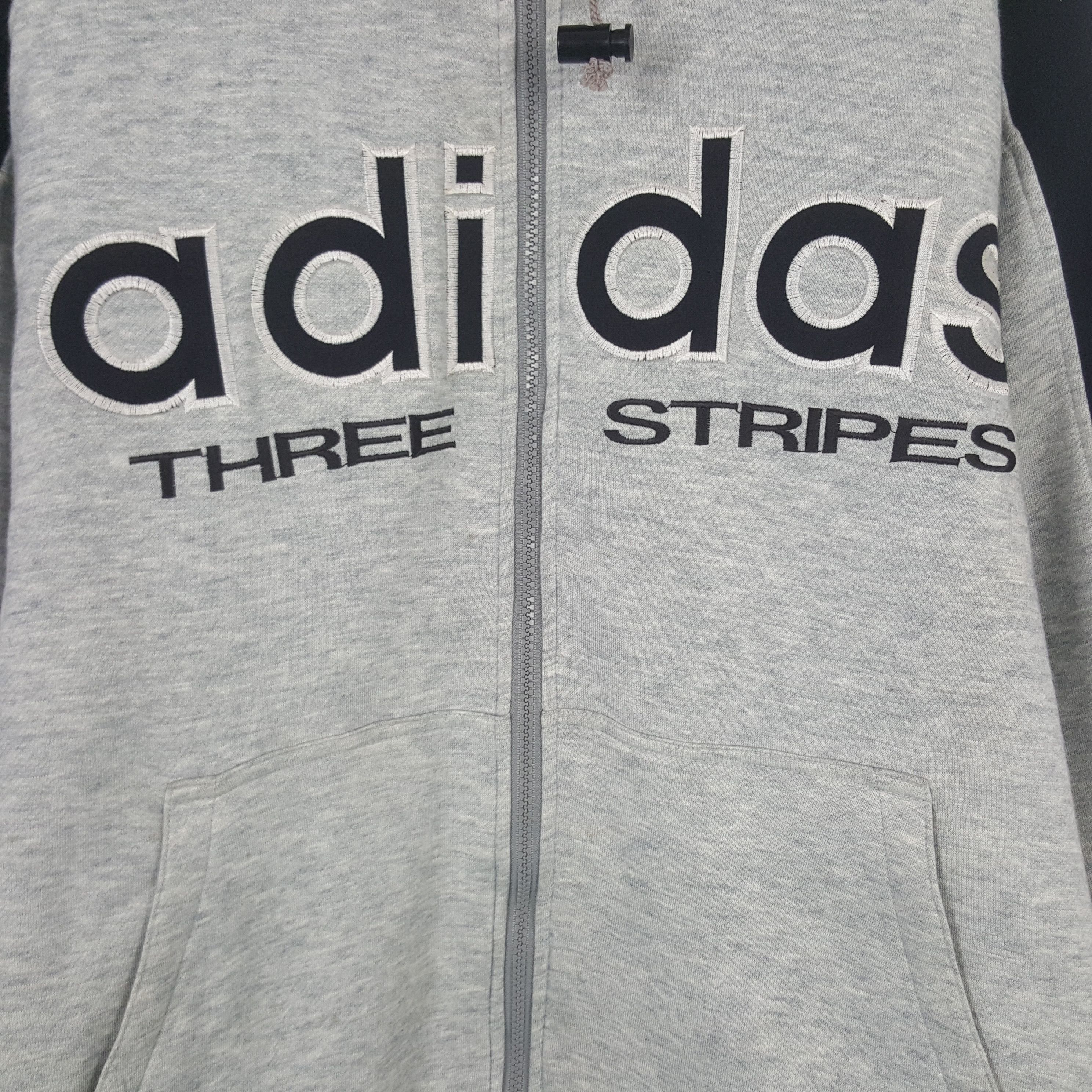 Adidas × Vintage Vintage Adidas Stripes Embroidery Logo Zipper Hoodies Jacket Size US L / EU 52-54 / 3 - 2 Thumbnail